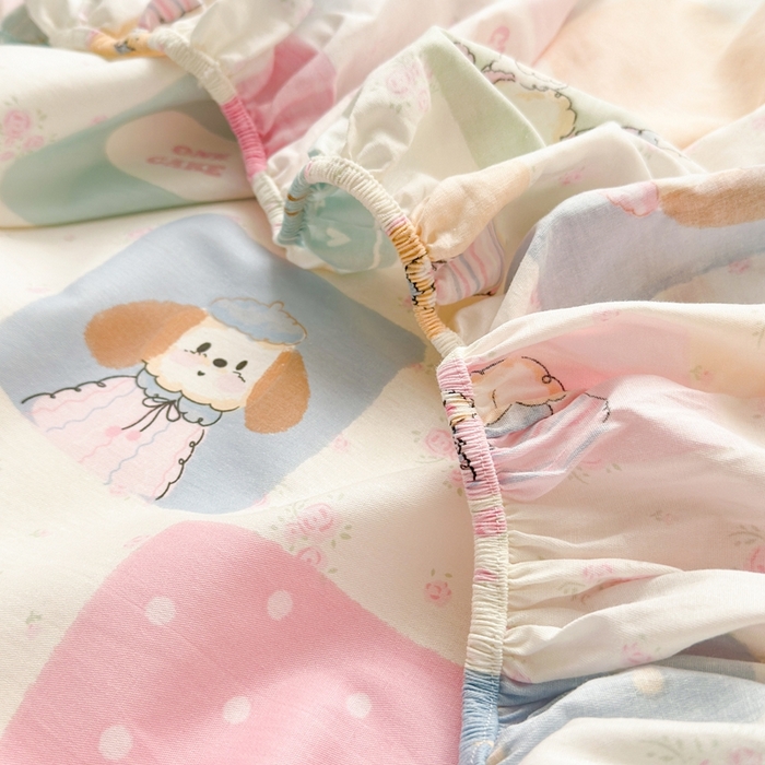 91家纺网 家纺一手货源 找家纺 曼之夏 2025新款全棉纯棉卡通印花单床笠 床笠单件 开心屋