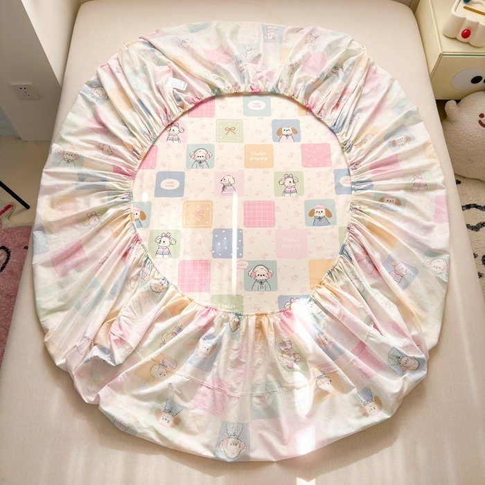 91家纺网 家纺一手货源 找家纺 曼之夏 2025新款全棉纯棉卡通印花单床笠 床笠单件 开心屋