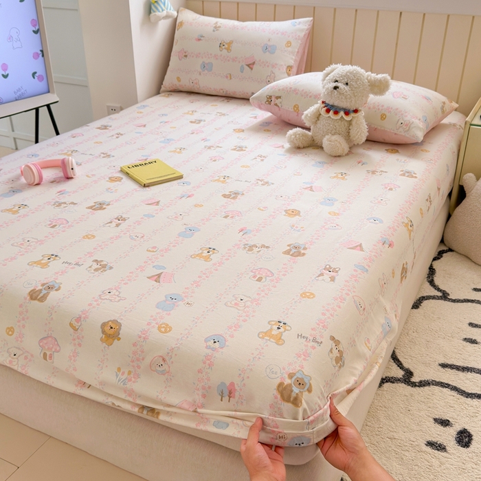 曼之夏 2025新款全棉纯棉卡通印花单床笠 床笠单件 可爱多