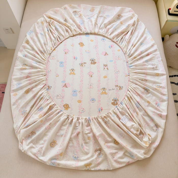 91家纺网 家纺一手货源 找家纺 曼之夏 2025新款全棉纯棉卡通印花单床笠 床笠单件 可爱多