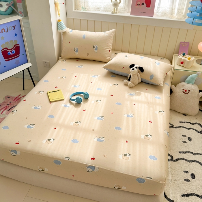 91家纺网 家纺一手货源 找家纺 曼之夏 2025新款全棉纯棉卡通印花单床笠 床笠单件 可可汪