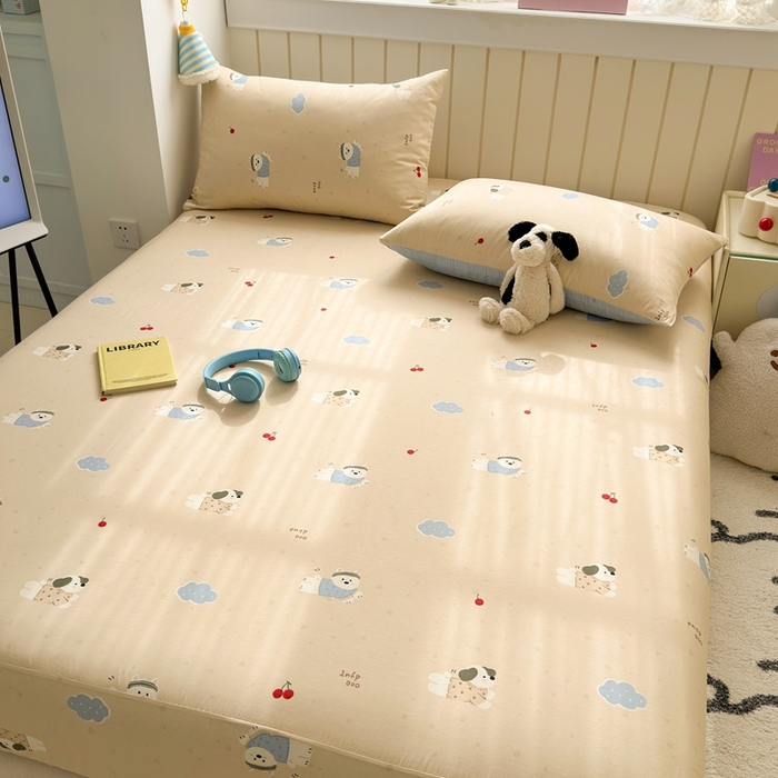 91家纺网 家纺一手货源 找家纺 曼之夏 2025新款全棉纯棉卡通印花单床笠 床笠单件 可可汪