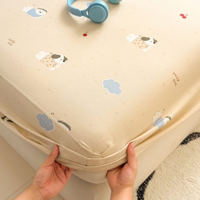 91家纺网 家纺一手货源 找家纺 曼之夏 2025新款全棉纯棉卡通印花单床笠 床笠单件 可可汪