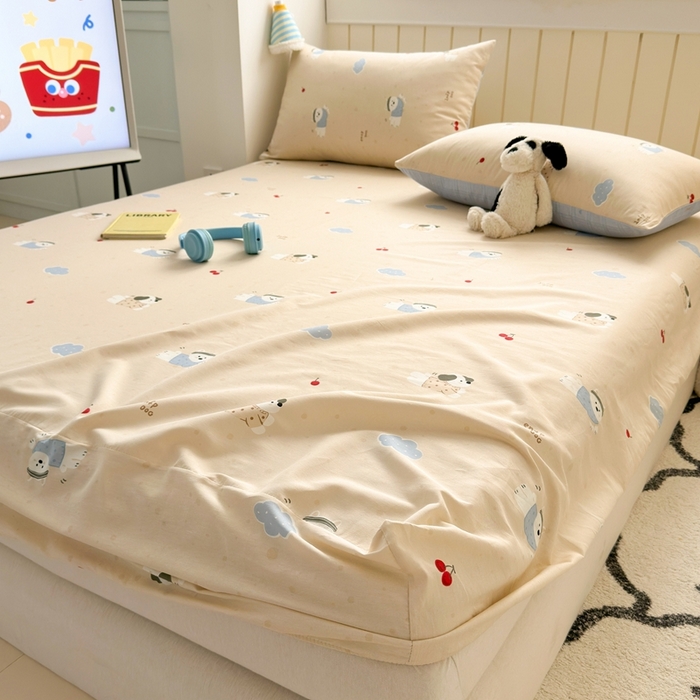 91家纺网 家纺一手货源 找家纺 曼之夏 2025新款全棉纯棉卡通印花单床笠 床笠单件 可可汪