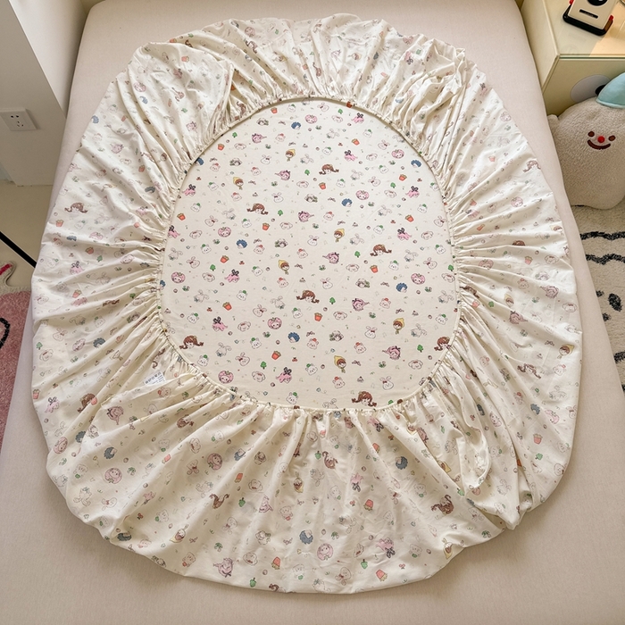 91家纺网 家纺一手货源 找家纺 曼之夏 2025新款全棉纯棉卡通印花单床笠 床笠单件 玛奇朵