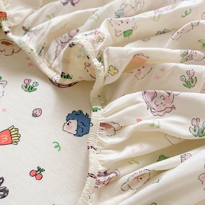 91家纺网 家纺一手货源 找家纺 曼之夏 2025新款全棉纯棉卡通印花单床笠 床笠单件 玛奇朵