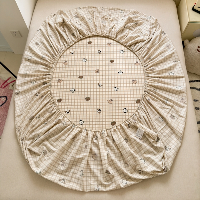 91家纺网 家纺一手货源 找家纺 曼之夏 2025新款全棉纯棉卡通印花单床笠 床笠单件 曲奇小狗