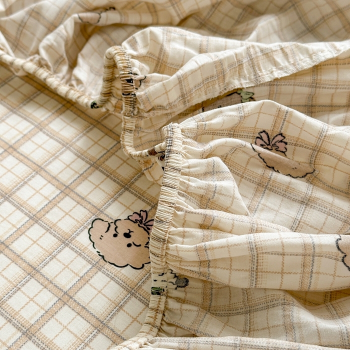 91家纺网 家纺一手货源 找家纺 曼之夏 2025新款全棉纯棉卡通印花单床笠 床笠单件 曲奇小狗