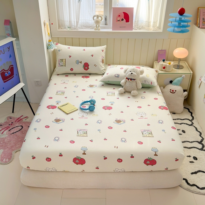 91家纺网 家纺一手货源 找家纺 曼之夏 2025新款全棉纯棉卡通印花单床笠 床笠单件 童画