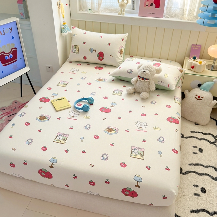 91家纺网 家纺一手货源 找家纺 曼之夏 2025新款全棉纯棉卡通印花单床笠 床笠单件 童画