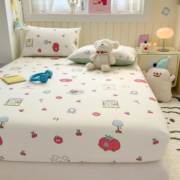91家纺网 家纺一手货源 找家纺 曼之夏 2025新款全棉纯棉卡通印花单床笠 床笠单件 童画