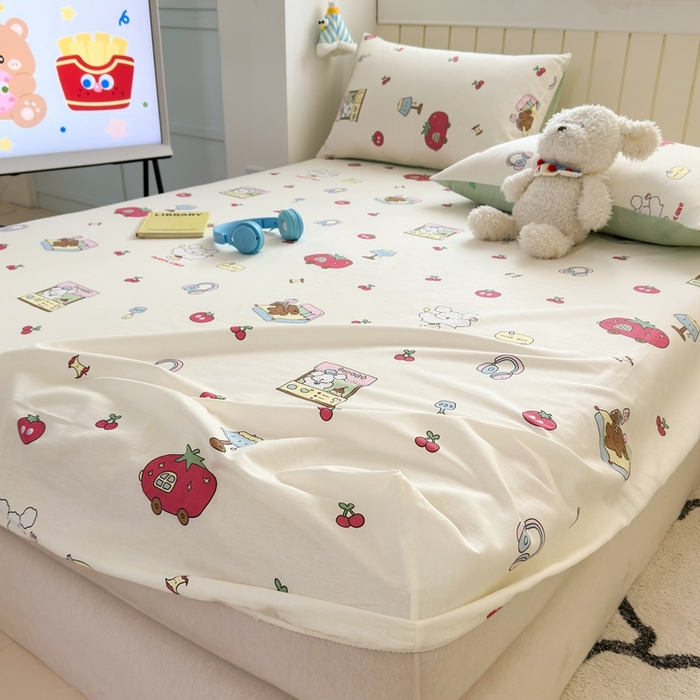 91家纺网 家纺一手货源 找家纺 曼之夏 2025新款全棉纯棉卡通印花单床笠 床笠单件 童画