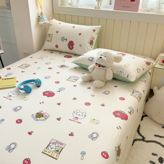 91家纺网 家纺一手货源 找家纺 曼之夏 2025新款全棉纯棉卡通印花单床笠 床笠单件 童画