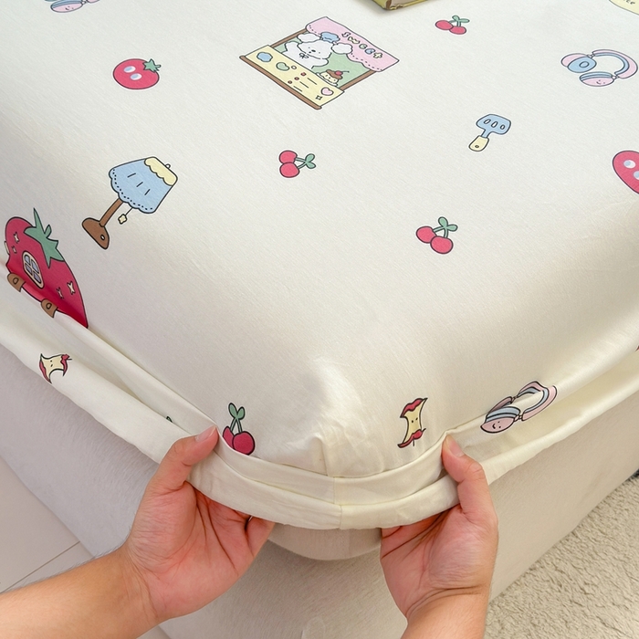 91家纺网 家纺一手货源 找家纺 曼之夏 2025新款全棉纯棉卡通印花单床笠 床笠单件 童画