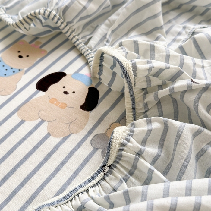 91家纺网 家纺一手货源 找家纺 曼之夏 2025新款全棉纯棉卡通印花单床笠 床笠单件 小狗日记