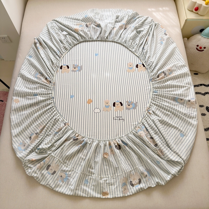 91家纺网 家纺一手货源 找家纺 曼之夏 2025新款全棉纯棉卡通印花单床笠 床笠单件 小狗日记