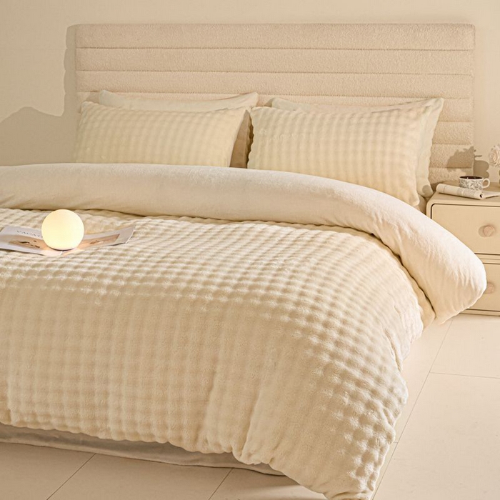 91家纺网 家纺一手货源 找家纺 （总）眠博士 2025新款兔绒牛奶绒加厚保暖四件套-凯瑟琳场景一