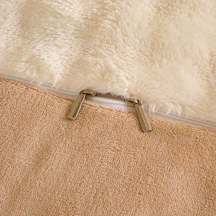 91家纺网 家纺一手货源 找家纺 眠博士 2025新款兔绒牛奶绒加厚保暖四件套-凯瑟琳场景一 凯瑟琳-暖白+咖