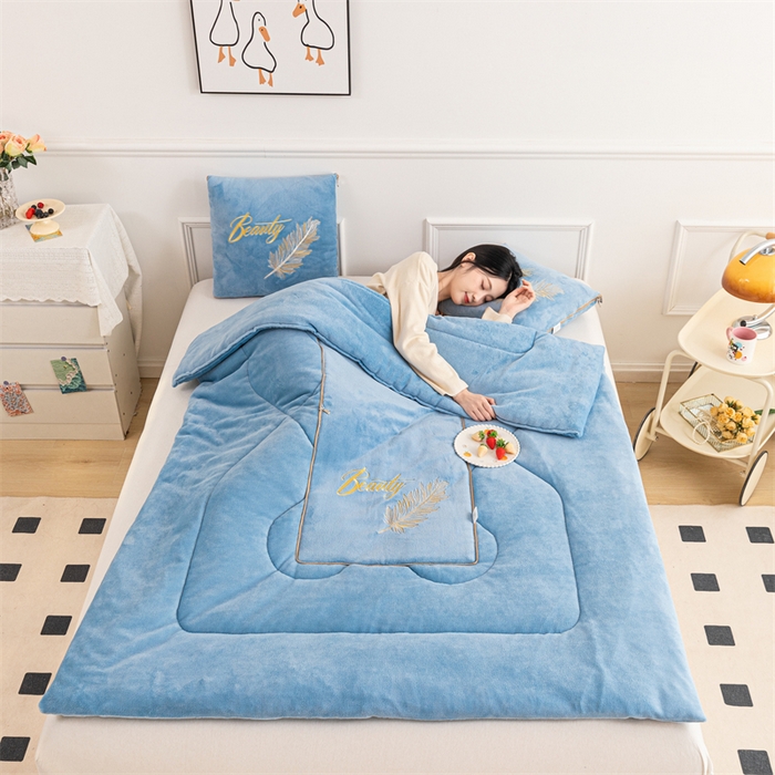 91家纺网 家纺一手货源 找家纺 （总）哩哩熊 2025新款抱枕被子两用加厚二合一汽车载枕头办公室午睡毯子冬天靠枕-羽叶