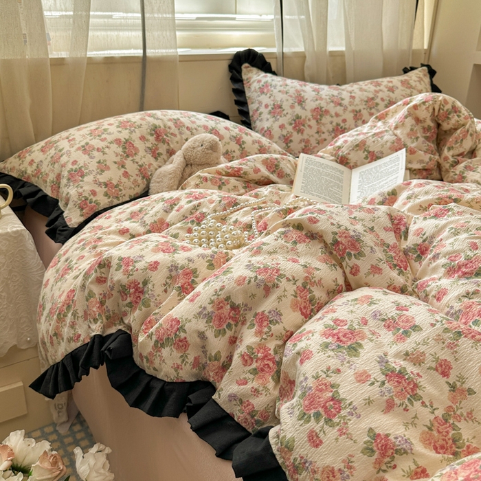 91家纺网 家纺一手货源 找家纺 （总）老K (原美阁） 2025新款超柔软双层纱赫本风四件套学生宿舍三件套