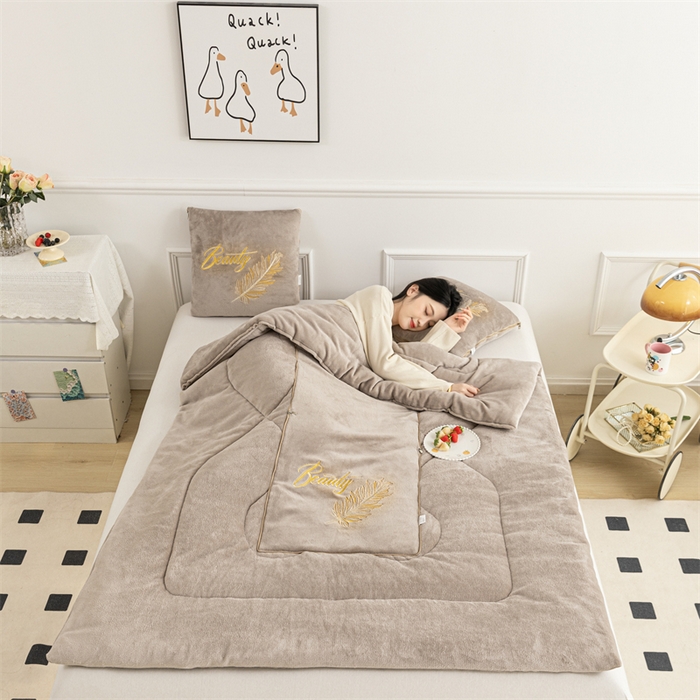 91家纺网 家纺一手货源 找家纺 （总）哩哩熊 2025新款抱枕被子两用加厚二合一汽车载枕头办公室午睡毯子冬天靠枕-羽叶