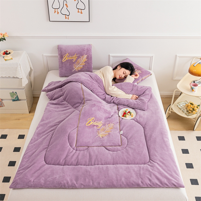 91家纺网 家纺一手货源 找家纺 （总）哩哩熊 2025新款抱枕被子两用加厚二合一汽车载枕头办公室午睡毯子冬天靠枕-羽叶