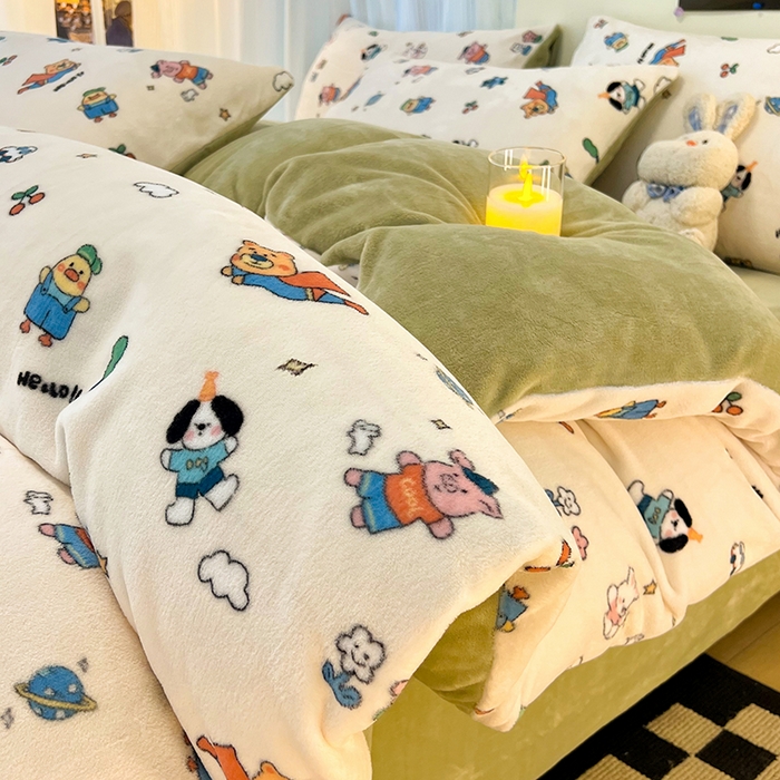 91家纺网 家纺一手货源 找家纺 HL原创 2025新款牛奶绒单品被套单件被套 童话世界