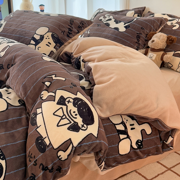 91家纺网 家纺一手货源 找家纺 HL原创 2025新款牛奶绒单品被套单件被套 学院派