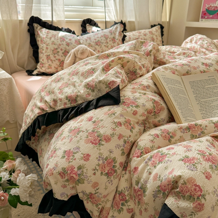 91家纺网 家纺一手货源 找家纺 （总）老K (原美阁） 2025新款超柔软双层纱赫本风四件套学生宿舍三件套