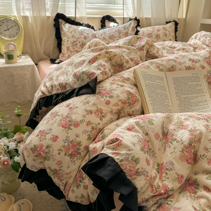 91家纺网 家纺一手货源 找家纺 （总）老K (原美阁） 2025新款超柔软双层纱赫本风四件套学生宿舍三件套