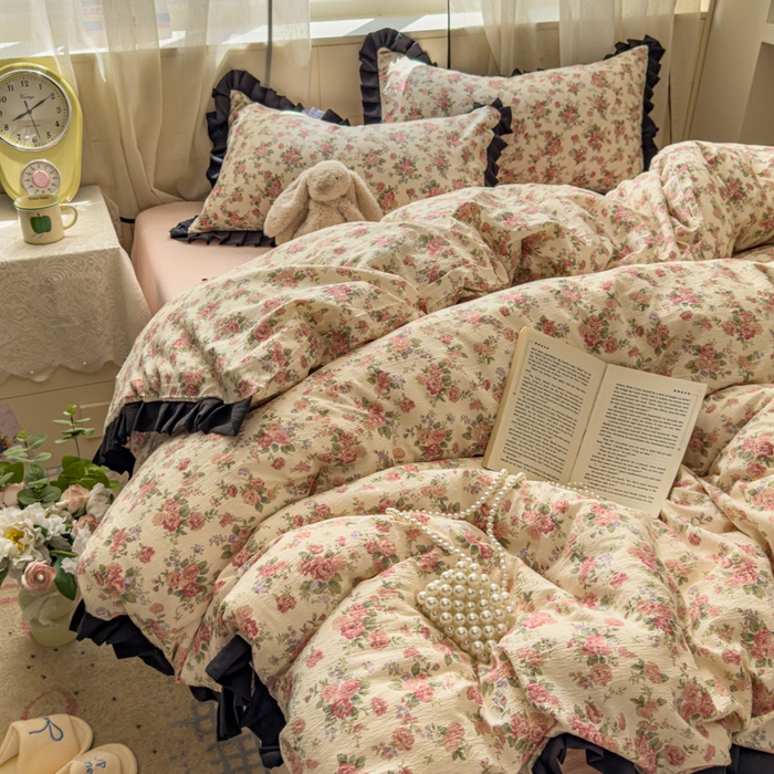 91家纺网 家纺一手货源 找家纺 （总）老K (原美阁） 2025新款超柔软双层纱赫本风四件套学生宿舍三件套