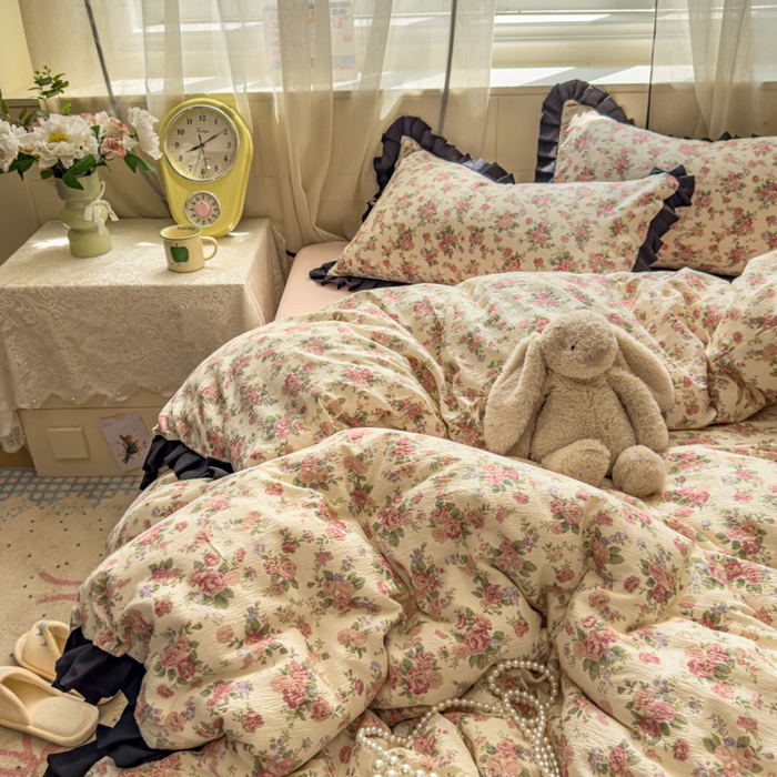 91家纺网 家纺一手货源 找家纺 （总）老K (原美阁） 2025新款超柔软双层纱赫本风四件套学生宿舍三件套