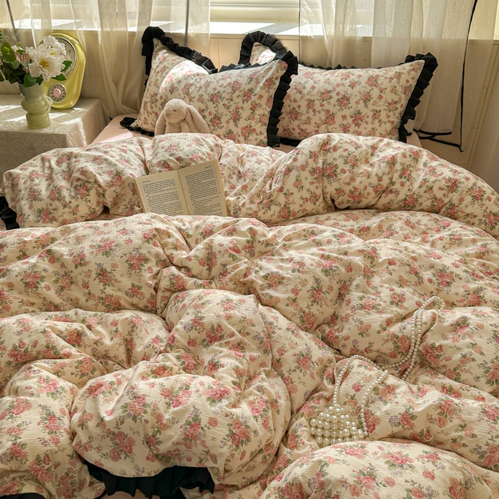 91家纺网 家纺一手货源 找家纺 （总）老K (原美阁） 2025新款超柔软双层纱赫本风四件套学生宿舍三件套