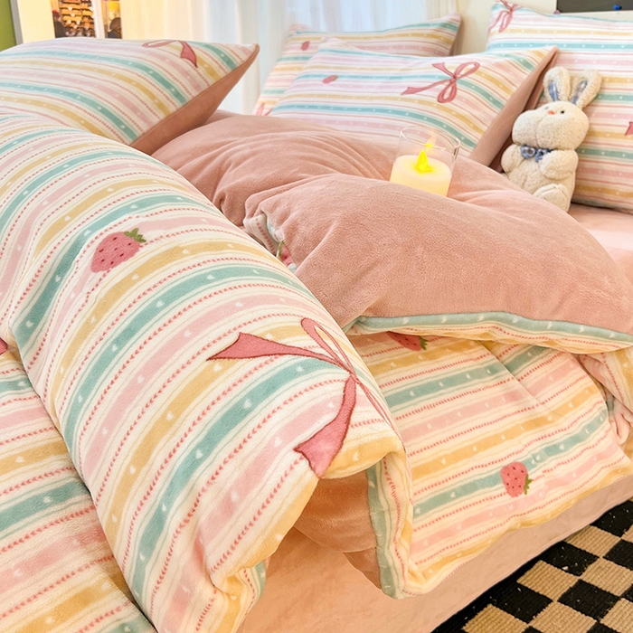 HL原创 2025新款牛奶绒单品被套单件被套 彩虹糖