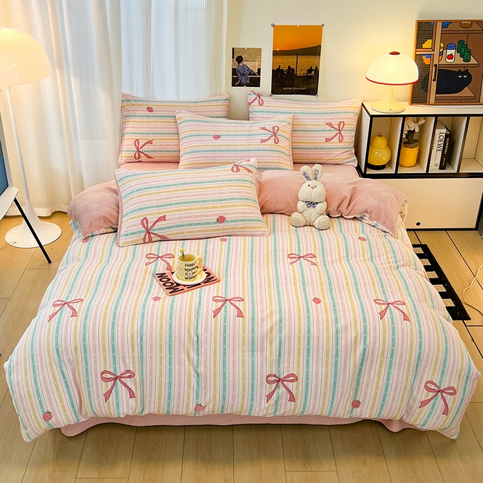 91家纺网 家纺一手货源 找家纺 HL原创 2025新款牛奶绒单品被套单件被套 彩虹糖