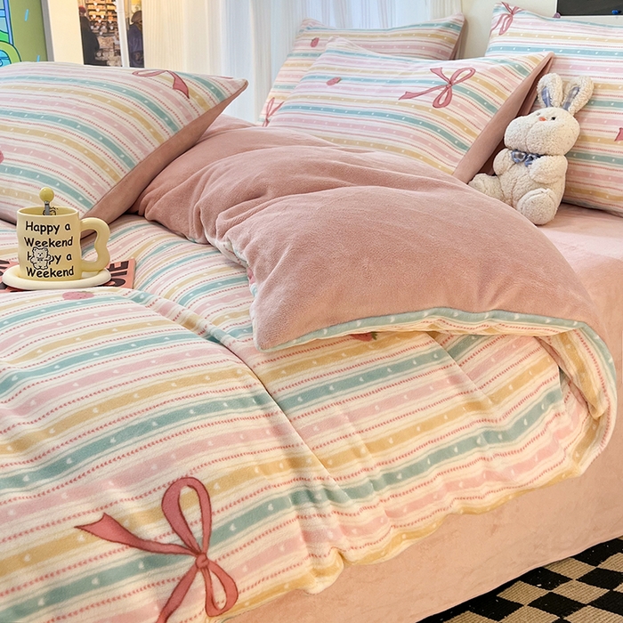 91家纺网 家纺一手货源 找家纺 HL原创 2025新款牛奶绒单品被套单件被套 彩虹糖