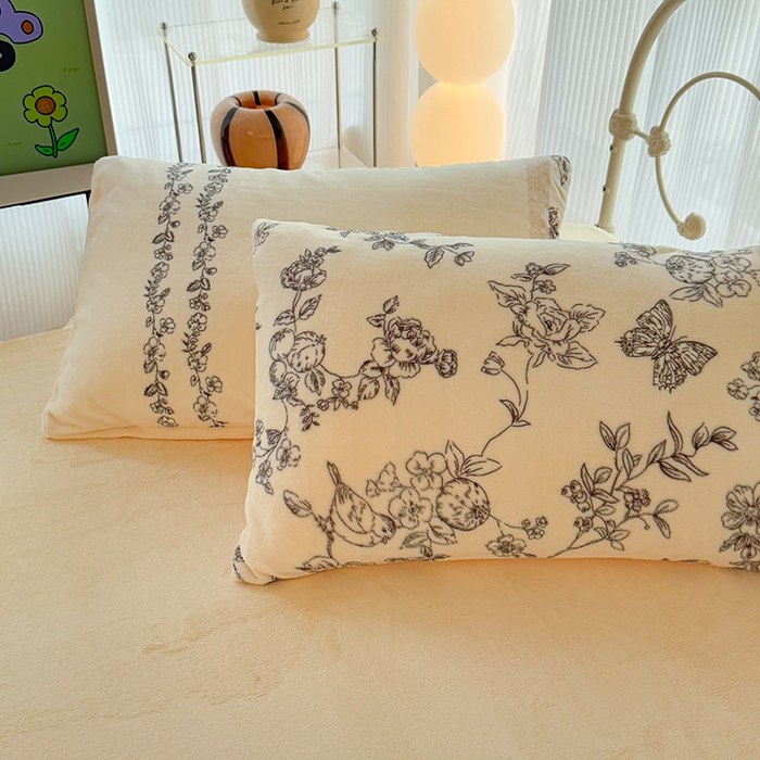 91家纺网 家纺一手货源 找家纺 HL原创 2025新款牛奶绒单品被套单件被套 法式花园