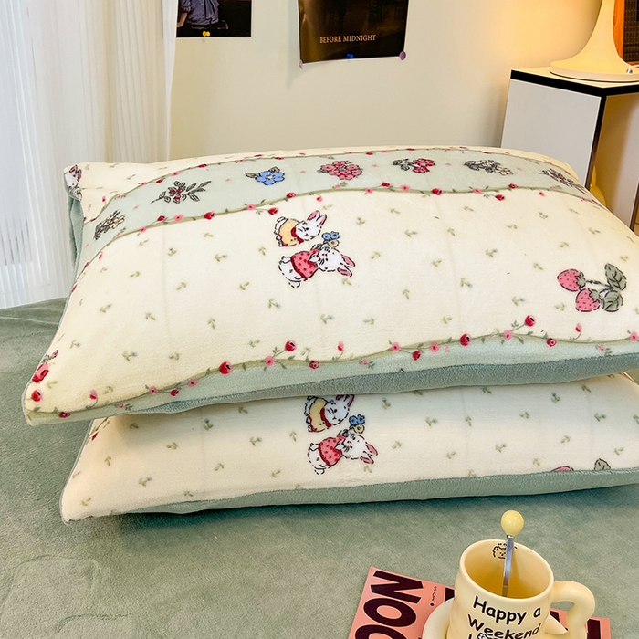 91家纺网 家纺一手货源 找家纺 HL原创 2025新款牛奶绒单品被套单件被套 粉黛小兔-绒