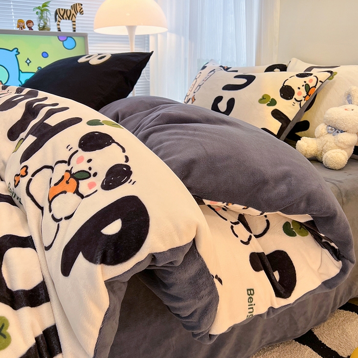 91家纺网 家纺一手货源 找家纺 HL原创 2025新款牛奶绒单品被套单件被套 嗨皮狗