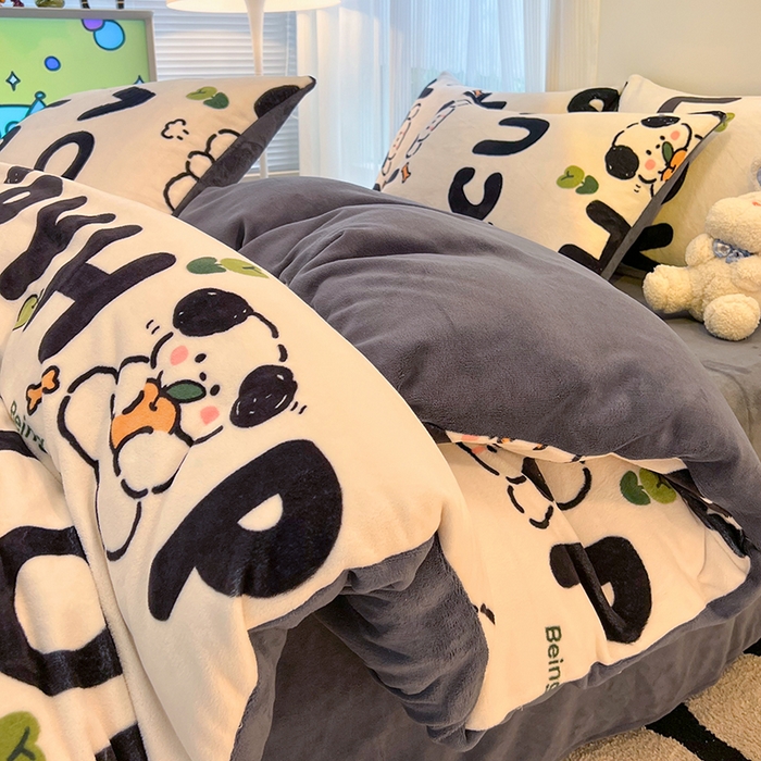 91家纺网 家纺一手货源 找家纺 HL原创 2025新款牛奶绒单品被套单件被套 嗨皮狗