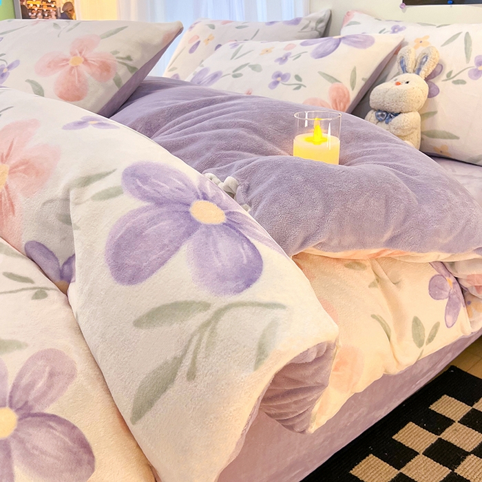 HL原创 2025新款牛奶绒单品被套单件被套 花满庭