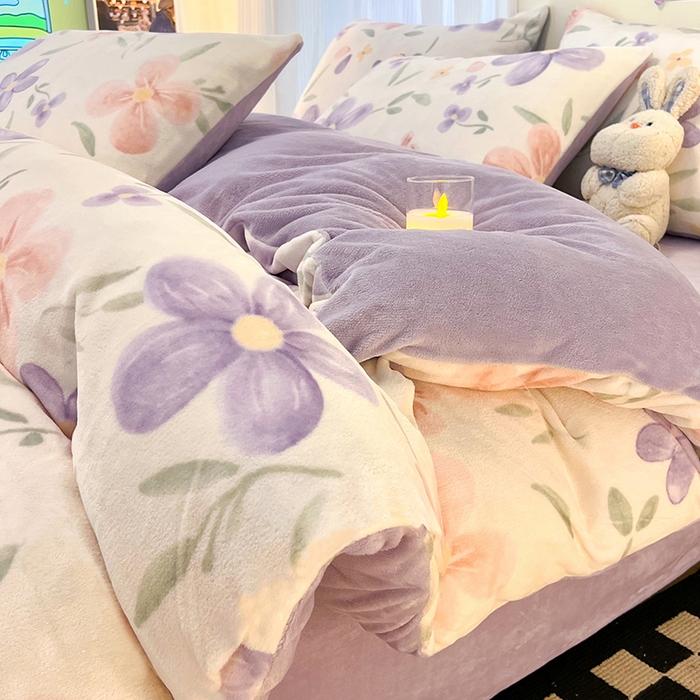 91家纺网 家纺一手货源 找家纺 HL原创 2025新款牛奶绒单品被套单件被套 花满庭