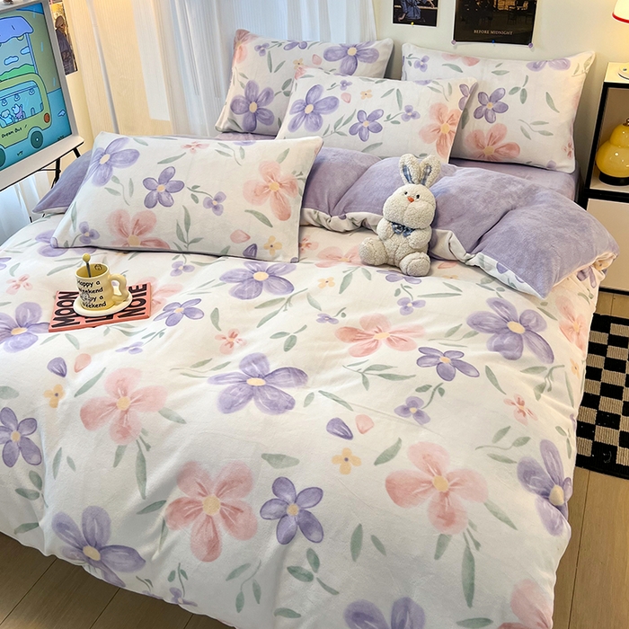 91家纺网 家纺一手货源 找家纺 HL原创 2025新款牛奶绒单品被套单件被套 花满庭