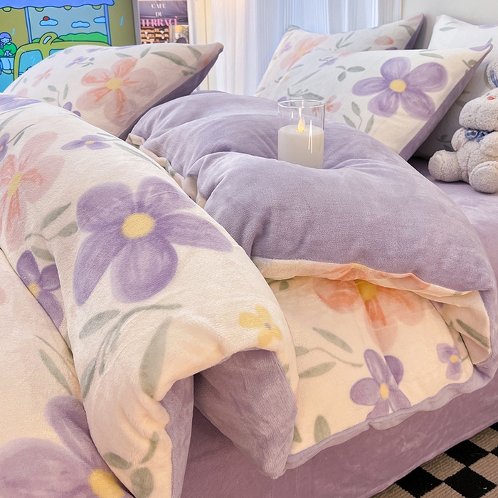 91家纺网 家纺一手货源 找家纺 HL原创 2025新款牛奶绒单品被套单件被套 花满庭