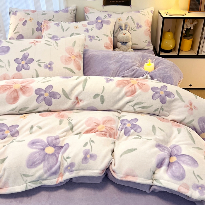 91家纺网 家纺一手货源 找家纺 HL原创 2025新款牛奶绒单品被套单件被套 花满庭