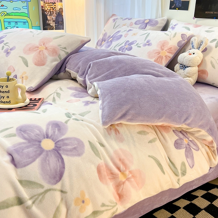 91家纺网 家纺一手货源 找家纺 HL原创 2025新款牛奶绒单品被套单件被套 花满庭