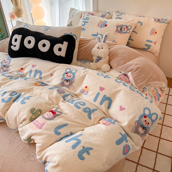 91家纺网 家纺一手货源 找家纺 HL原创 2025新款牛奶绒单品被套单件被套 欢乐时光