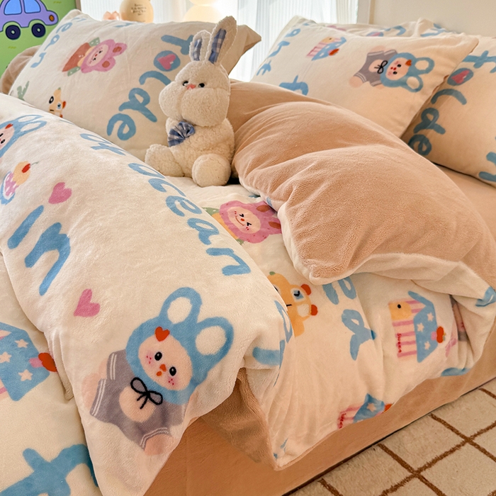 91家纺网 家纺一手货源 找家纺 HL原创 2025新款牛奶绒单品被套单件被套 欢乐时光