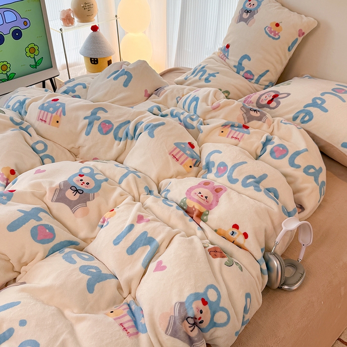 91家纺网 家纺一手货源 找家纺 HL原创 2025新款牛奶绒单品被套单件被套 欢乐时光