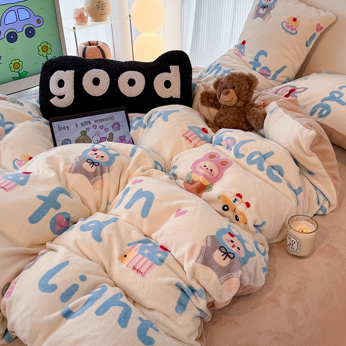 91家纺网 家纺一手货源 找家纺 HL原创 2025新款牛奶绒单品被套单件被套 欢乐时光